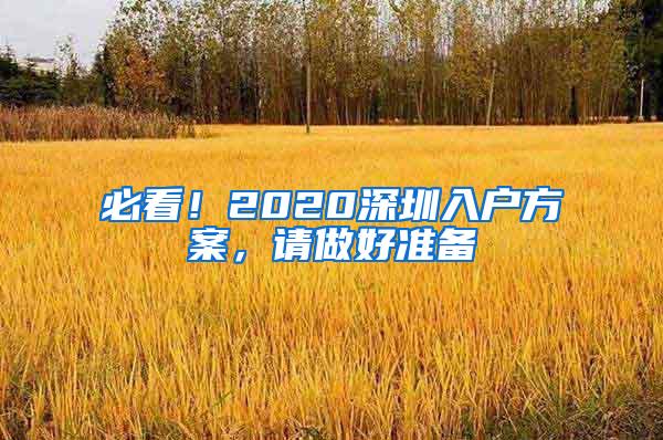 必看！2020深圳入户方案，请做好准备