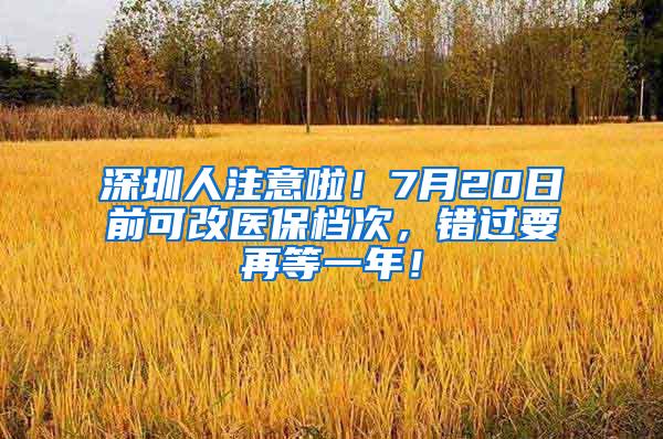 深圳人注意啦！7月20日前可改医保档次，错过要再等一年！