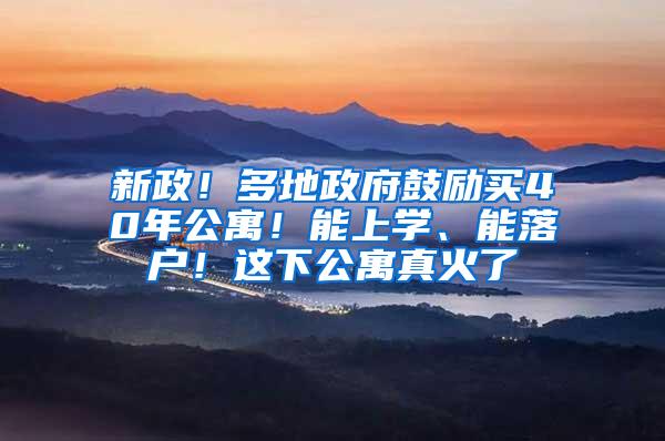 新政！多地政府鼓励买40年公寓！能上学、能落户！这下公寓真火了