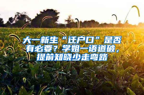 大一新生“迁户口”是否有必要？学姐一语道破，提前知晓少走弯路