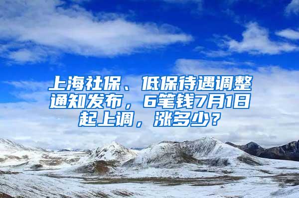 上海社保、低保待遇调整通知发布，6笔钱7月1日起上调，涨多少？