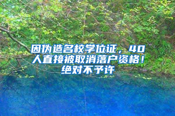 因伪造名校学位证，40人直接被取消落户资格！绝对不予许