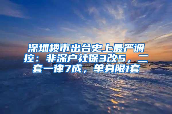 深圳楼市出台史上最严调控：非深户社保3改5，二套一律7成，单身限1套