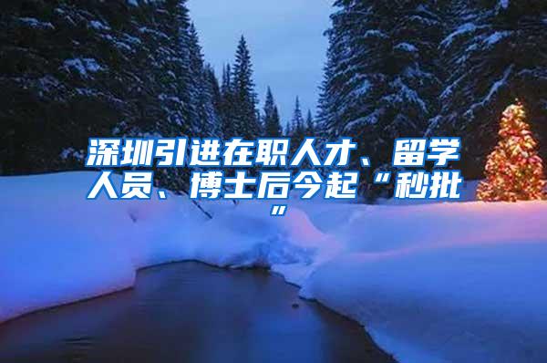 深圳引进在职人才、留学人员、博士后今起“秒批”