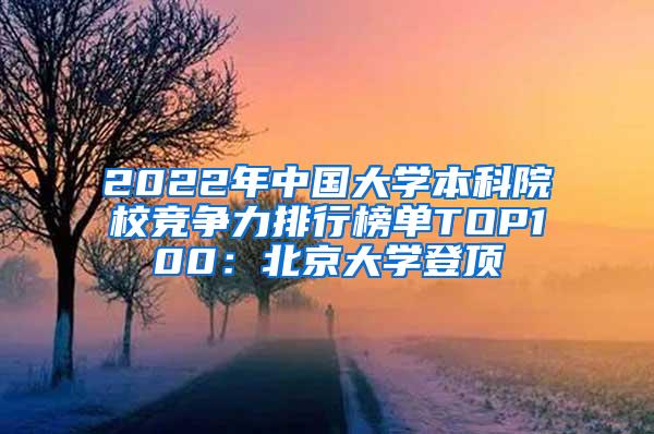 2022年中国大学本科院校竞争力排行榜单TOP100：北京大学登顶