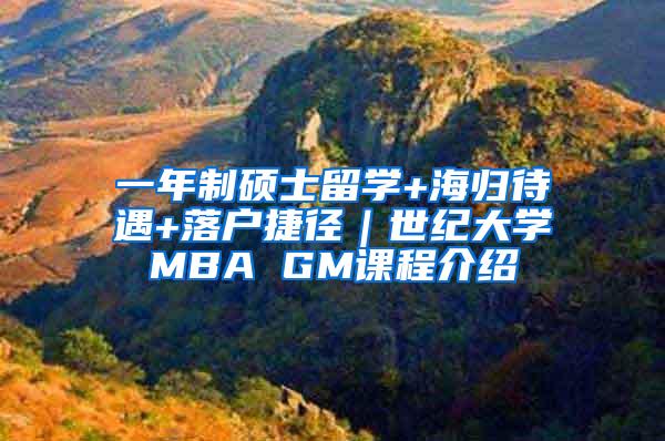 一年制硕士留学+海归待遇+落户捷径｜世纪大学MBA GM课程介绍