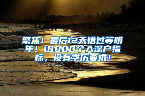 聚焦！最后12天错过等明年！10000个入深户指标，没有学历要求！