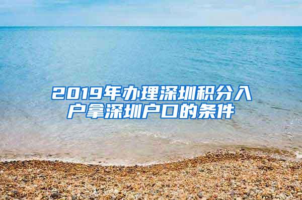 2019年办理深圳积分入户拿深圳户口的条件