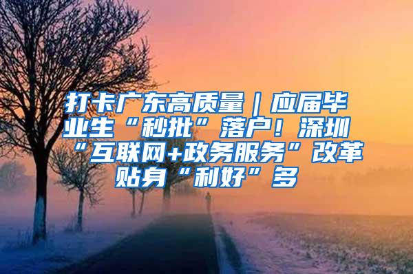 打卡广东高质量｜应届毕业生“秒批”落户！深圳“互联网+政务服务”改革贴身“利好”多