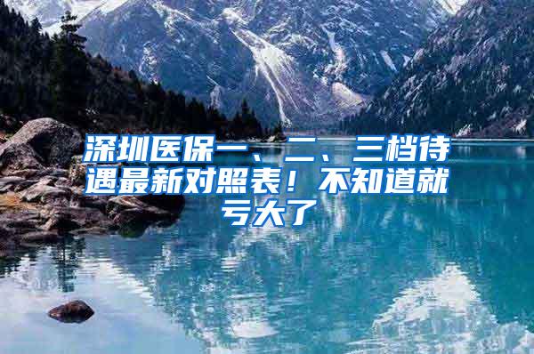 深圳医保一、二、三档待遇最新对照表！不知道就亏大了