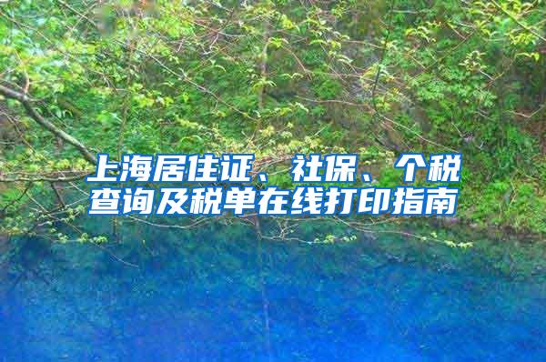 上海居住证、社保、个税查询及税单在线打印指南