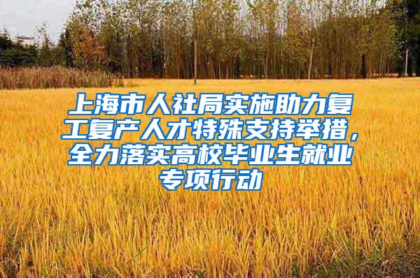 上海市人社局实施助力复工复产人才特殊支持举措，全力落实高校毕业生就业专项行动