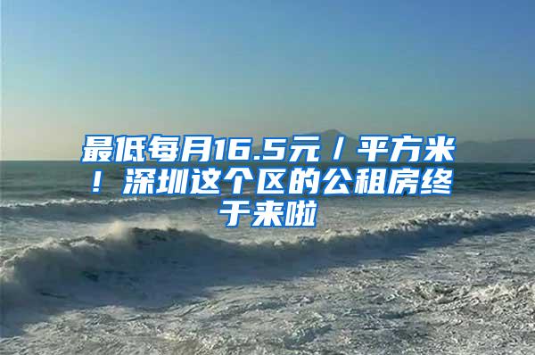 最低每月16.5元／平方米！深圳这个区的公租房终于来啦