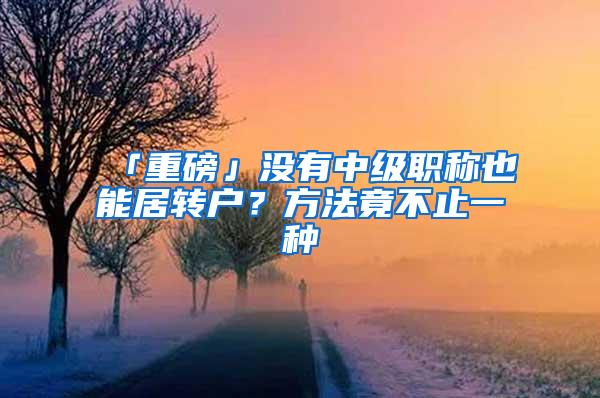 「重磅」没有中级职称也能居转户？方法竟不止一种