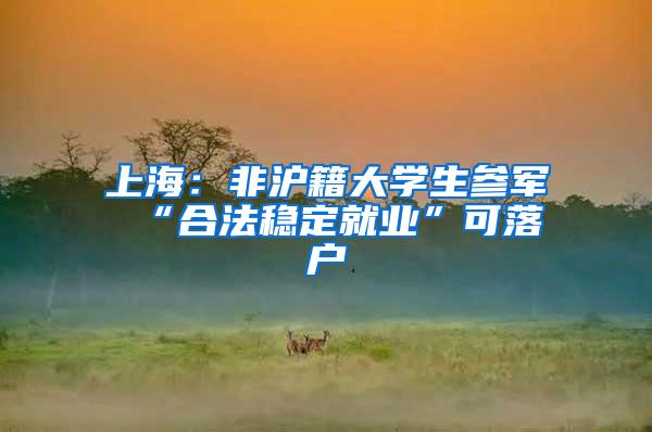 上海：非沪籍大学生参军 “合法稳定就业”可落户