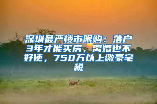 深圳最严楼市限购：落户3年才能买房，离婚也不好使，750万以上缴豪宅税