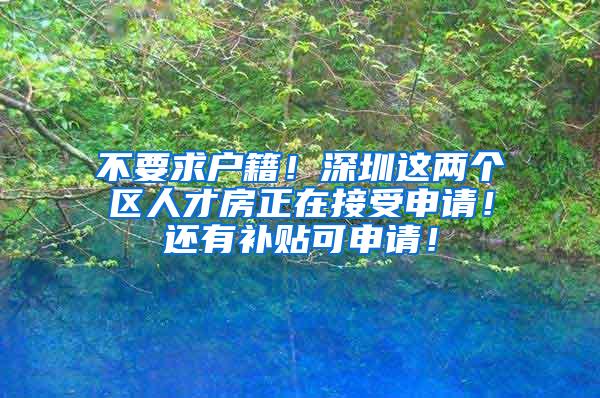 不要求户籍！深圳这两个区人才房正在接受申请！还有补贴可申请！