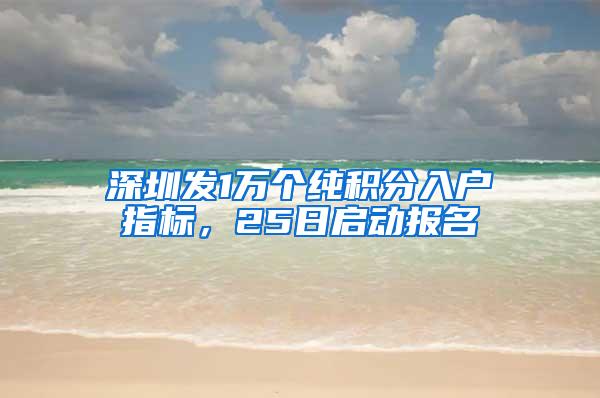 深圳发1万个纯积分入户指标，25日启动报名