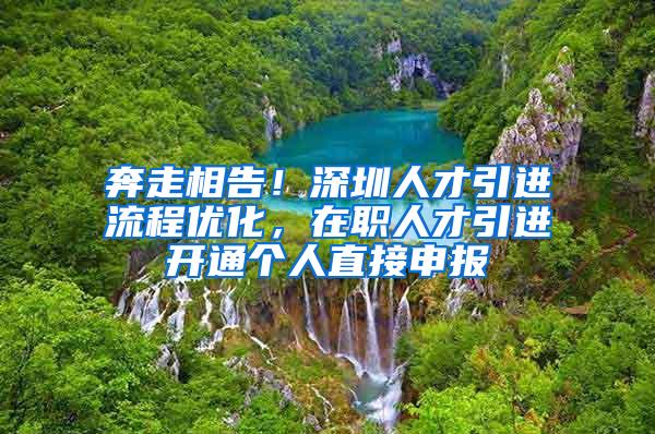 奔走相告！深圳人才引进流程优化，在职人才引进开通个人直接申报