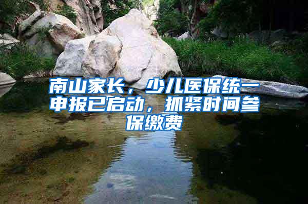 南山家长，少儿医保统一申报已启动，抓紧时间参保缴费