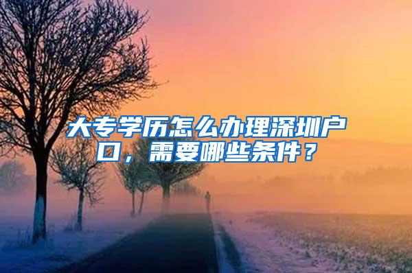 大专学历怎么办理深圳户口，需要哪些条件？