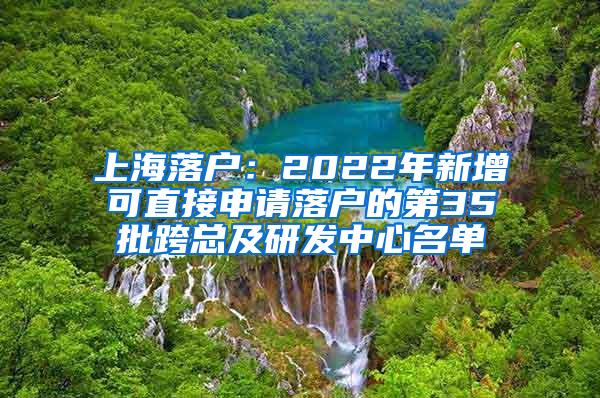 上海落户：2022年新增可直接申请落户的第35批跨总及研发中心名单