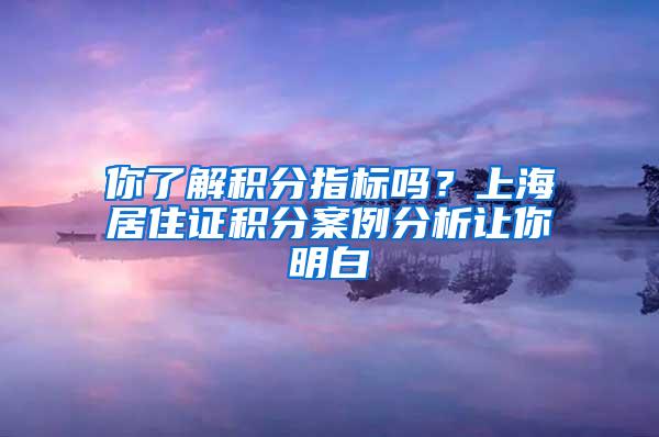 你了解积分指标吗？上海居住证积分案例分析让你明白