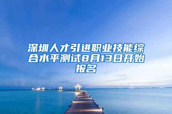 深圳人才引进职业技能综合水平测试8月13日开始报名