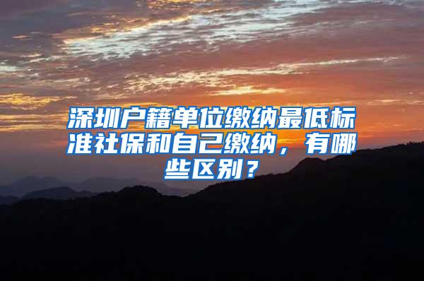 深圳户籍单位缴纳最低标准社保和自己缴纳，有哪些区别？