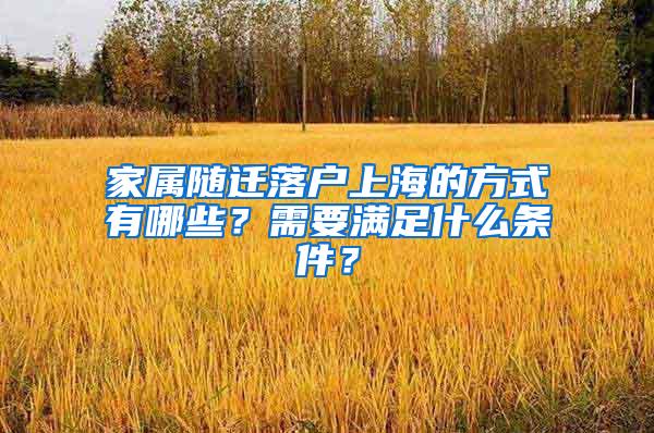 家属随迁落户上海的方式有哪些？需要满足什么条件？