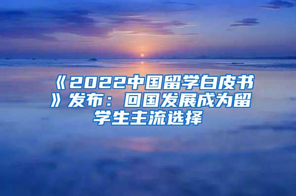 《2022中国留学白皮书》发布：回国发展成为留学生主流选择