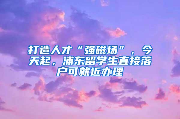 打造人才“强磁场”，今天起，浦东留学生直接落户可就近办理