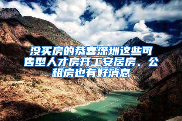 没买房的恭喜深圳这些可售型人才房开工安居房、公租房也有好消息