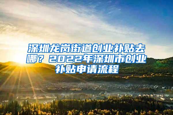 深圳龙岗街道创业补贴去哪？2022年深圳市创业补贴申请流程