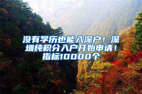 没有学历也能入深户！深圳纯积分入户开始申请！指标10000个