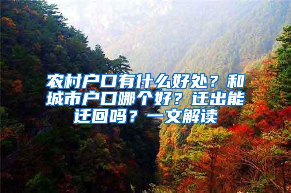 农村户口有什么好处？和城市户口哪个好？迁出能迁回吗？一文解读