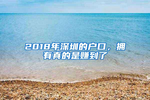 2018年深圳的户口，拥有真的是赚到了