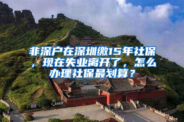 非深户在深圳缴15年社保，现在失业离开了，怎么办理社保最划算？