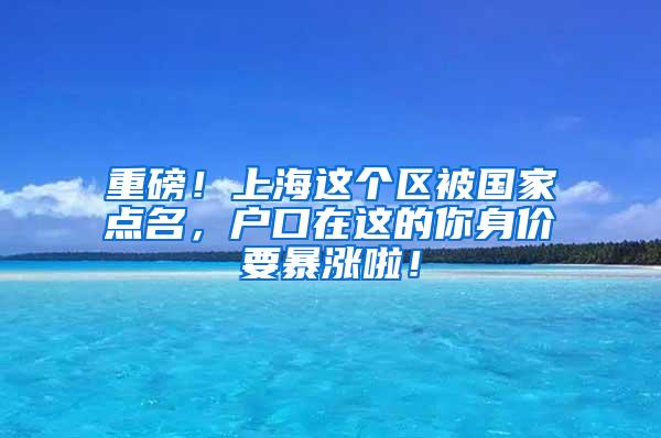 重磅！上海这个区被国家点名，户口在这的你身价要暴涨啦！