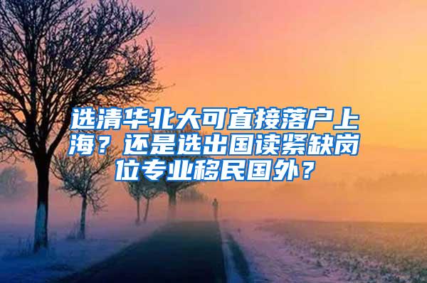 选清华北大可直接落户上海？还是选出国读紧缺岗位专业移民国外？