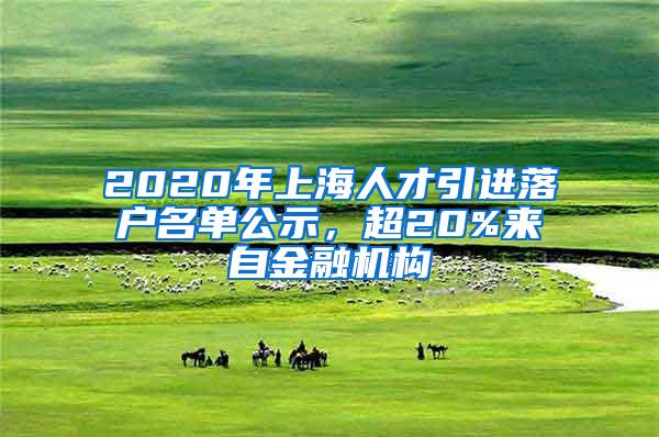 2020年上海人才引进落户名单公示，超20%来自金融机构