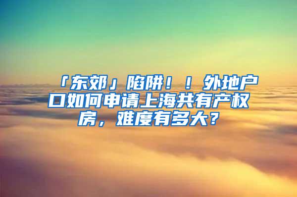 「东郊」陷阱！！外地户口如何申请上海共有产权房，难度有多大？