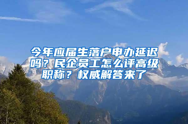 今年应届生落户申办延迟吗？民企员工怎么评高级职称？权威解答来了