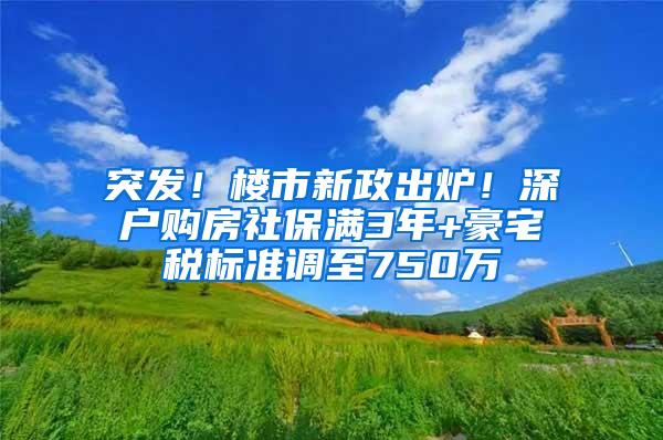 突发！楼市新政出炉！深户购房社保满3年+豪宅税标准调至750万