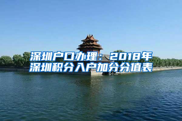 深圳户口办理：2018年深圳积分入户加分分值表