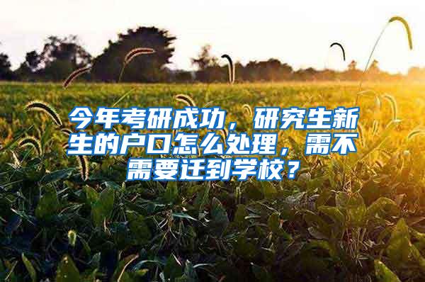 今年考研成功，研究生新生的户口怎么处理，需不需要迁到学校？