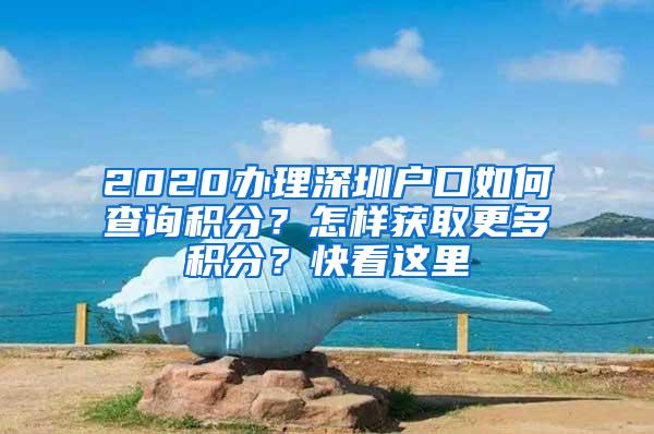 2020办理深圳户口如何查询积分？怎样获取更多积分？快看这里