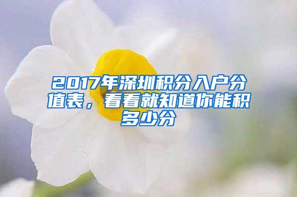 2017年深圳积分入户分值表，看看就知道你能积多少分