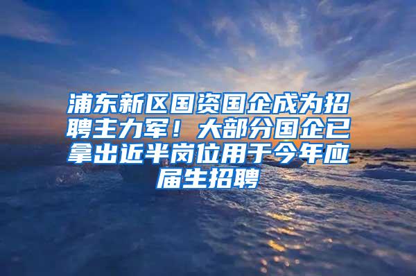 浦东新区国资国企成为招聘主力军！大部分国企已拿出近半岗位用于今年应届生招聘