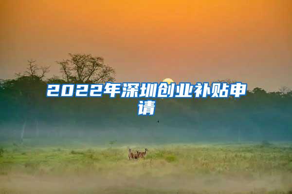 2022年深圳创业补贴申请